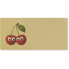 'Funny Cherries' grande targa da parete in legno / insegna per porta (DP00072942)