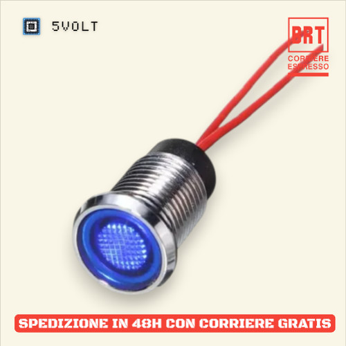 Spia led blu 12v metallo - blu,