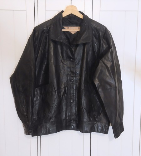 Giacca pelle vintage - , nera