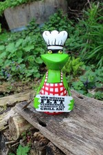 Sgabello da recinzione rana barbecue rosso/bianco decorazione da giardino sta...