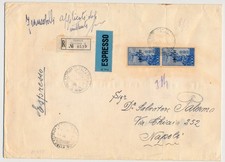 ITALIA  1952 TRIESTE A L 550 X 2 RACCOMANDATA ESPRESSO PER NAPOLI   E/6965