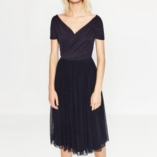 Zara abito midi tulle - zara,