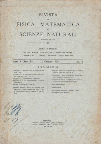 Rivista fisica matematica - di, fisica,