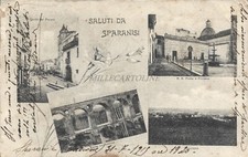 SPARANISE - Saluti - Stazione, Testo sotto francobolli 1919 Cartolina