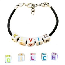 Bracciale con nome iniziali lettere dado braccialetto in caucciu da uomo donna