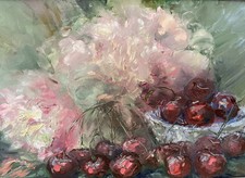 Quadro Dipinto Ad Olio/ Peonie