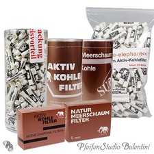 Filtri 9mm WHITE ELEPHANT Carbone Attivo/Schiuma di mare, Meerschaum Filtro Pipe