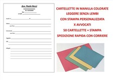 CARTELLE IN MANILLA 50 Pz X AVVOCATI PERSONALIZZATE 32CMX25CM VARI COLORI