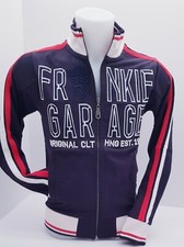 FELPA TUTA UOMO FRANKIE GARAGE COTONE GARZATO CON CERNIERA E TASCHE BLU-GRIGIO