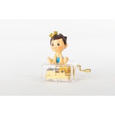 Carillon manovella BAMBINO CON CORONA 6x5x8 cm BOMBONIERA 1796