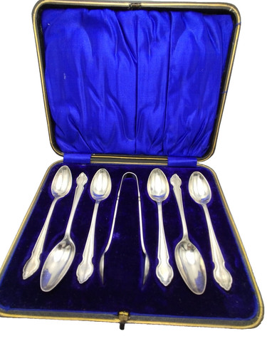 Antico set cucchiai pinze - cucchiai,