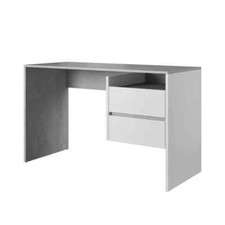 Scrivania ufficio design con 2 cassetti bianca moderna grigio Riley