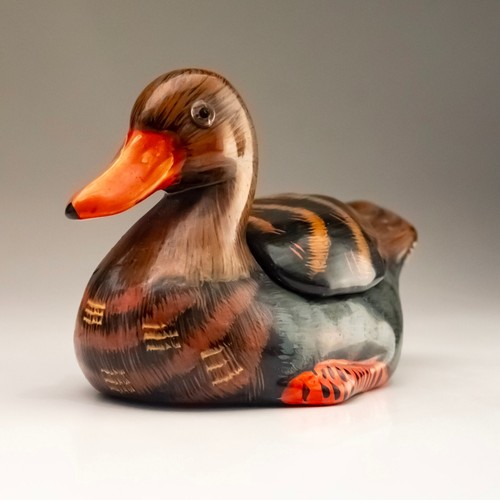 Hand painted pottery duck - pottery,