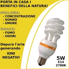 Lampadina ionizzante 5W E14 ionizzatore ioni negativi purifica aria luce calda