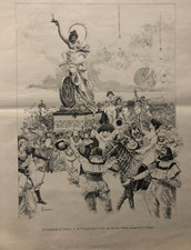 Incisione originale xilografia d'epoca 1894 21x28 Carnevale Torino Teatro Regio