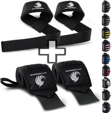 ® Straps + Polsini per Palestra (1 Set) - Polsiere Gym E Fasce Sollevamento Pesi