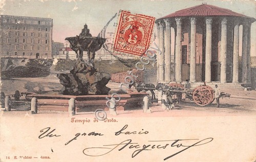 Cartolina roma tempio vesta - roma,