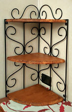 mensola rustica in ferro battuto e legno libreria parete angoliera nera teak