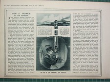 1915 WWI WW1 STAMPA ~ Come Funziona Il Periscopio Occhio Del Sottomarino