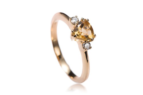 Anello oro quarzo - quarzo, citrino