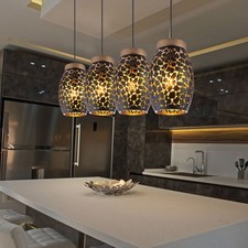 Lampada Da Pranzo Pendente Orientale In Metallo Decorato L 90 Cm