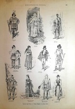 Stampa antica COSTUMI TEATRALI OTELLO di VERDI Alfredo Edel 1887 Antique print