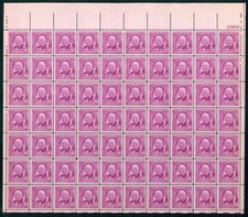 Scott #960 3¢ William Allen foglio bianco come nuovo MNH CV $15,60