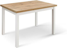 Tavolo Allungabile Guido, Rovere Rustico, Gambe Bianche, Tavolo Cucina, Tavolo S