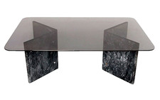 TAVOLINO CAFFE  MODERNO MODERNARIATO VINTAGE SALOTTO  VETRO E MARMO CARRARA