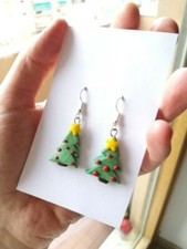 Orecchini Alberi di Natale in pasta modellabile Fimo fatti a mano, handmade 