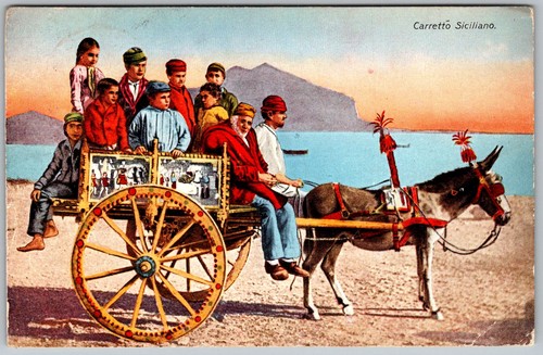 Cartolina antica carretto - cartolina,