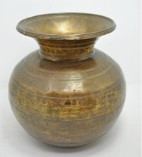 Antico Ottone Matka Acqua Pentola Originale Vecchio Utensile da Cucina Hand