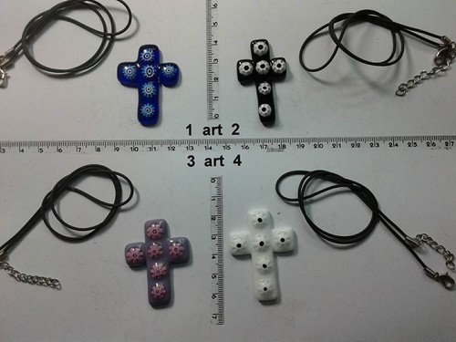 Collana croce murrine - e,