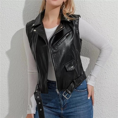 Gilet donna pelle nero - , vintage
