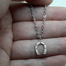 Collana Acciaio con ciondolo FERRO DI CAVALLO Argento portafortuna da Uomo Donna