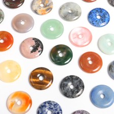 Lotto all'ingrosso 30 mm pietre naturali assortite perline tonde ciambella per fare gioielli