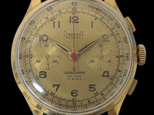 DreffA 2-Counter Cronografo Champagne Oro Quadrante Quarzo 17 Gioielli 37mm Uomo