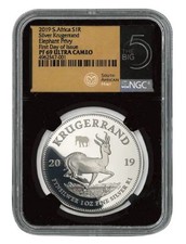 2019 Sudafrica Krugerrand 1 oz argento Big 5 Privy Elefant Proof NGC PF69 UCAM