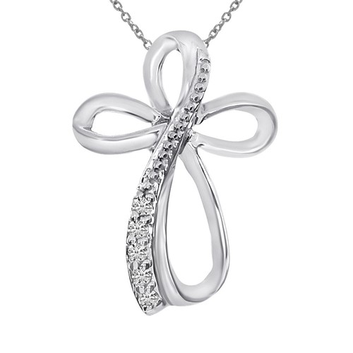 14k white gold - diamond, cross