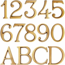 NUMERI IN OTTONE, CON PIOLI DI FISSAGGIO 80MM - NUMERO CIVICO ABITAZIONE