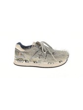 Sneakers Premiata in pelle tweed argento bianco con dettagli olografici taglia 8