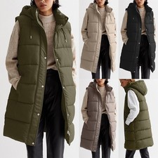 Gilet donna invernale con cappuccio zip trapuntato gilet bottoni giacca lunga TAGLIE FORTI