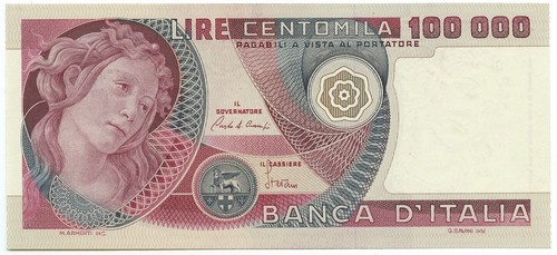 100000 lire banca italia - banca, d'italia
