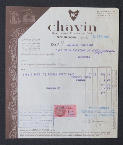 Facture bourgoin 1943 - facture,