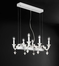 Lampadario classico lusso ceramica bassano bianco a 6 luci luxury r017