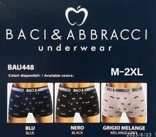 6 BOXER UOMO BACI & ABBRACCI BAU448  IN COTONE ELASTICIZZATO COLORATO LOGATO