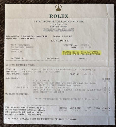 Rolex service certificate - rolex,