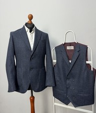Lebole Sartoria set uomo giacca + gilet lana check IT50 US40 p2p 20,5