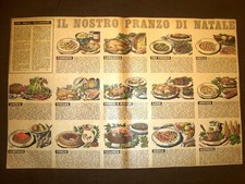 Stampa del 1953 Il pranzo di Natale In ogni Regione d'Italia Cucina e culinaria