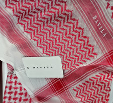 SHEMAGH Sciarpa Giordana Palestinese Rossa e Bianca DAVILA Classica Keffiyeh Araba
